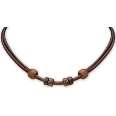 HANA LIMA ® Leather Necklace Leather Cord Brown Adjustable for Own Pendant Necklace Leather Surfer Necklace, Leather, Wood.