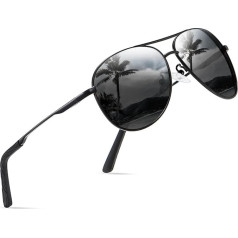 wearPro Sunglasses Men Women Polarised Premium Metal Frame Sunglasses Unisex with UV400 Protection Vintage Black Driving Glasses