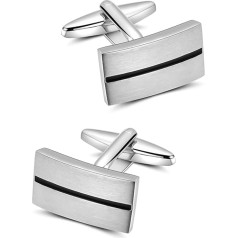 Mr.Van Simple Stripes Cufflinks Platinum Plated Metal Geometric Shape Cuff link for Mens Business Wedding Christmas Gift Present