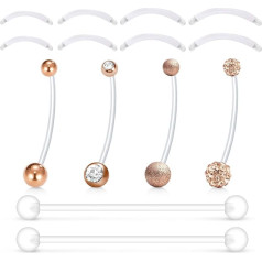 Mayhoop 14G Pregnancy Piercing, Belly Button Piercing, 1.6 mm 32 mm, Belly Plug, Pregnancy, Flexible Plastic, Bioflex, Banana Piercing, 12/14/16/18 mm, Replacement Bar