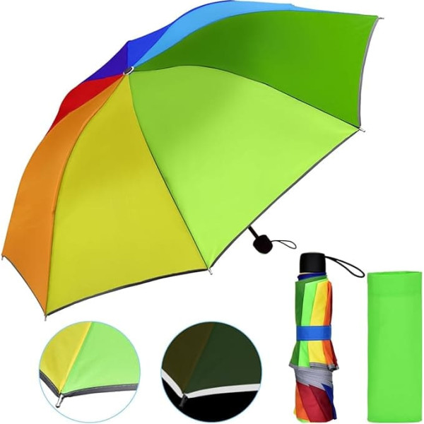 DealKits Kinder Regenschirm, Kinderschirm Mini Regenbogen Leicht Regenschirm für Jungen und Mädchen, Safety Reflex Taschenschirm für Tasche Rucksack oder Reise, 210T Teflon-Beschichtung