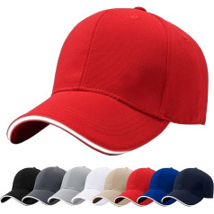 Baynetin Men's Baseball Caps, 100% Cotton 6 Pannels Plain Solid Colour Hat, Pre-Curved Visor with Sandwich Adjustable Breathable Summer Adjustable Outdoor Sports Cap