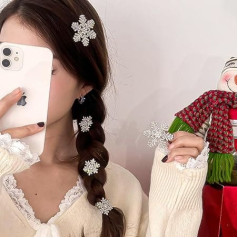 fdsmall Snowflake Hair Clips Sparkly Rhinestone Snowflake Hair Clips Hair Clips Xmas Holiday Party Hair Pin Hair Clips Hair Accessories for Women (02)