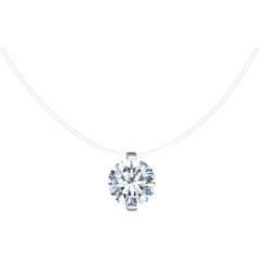 INFINIONLY Women's Solitaire Diamond Necklaces Choker Sparkling 2 Carat Moissanite Necklace Pendant Choker with Transparent Nylon Chain D Colour VVS1 Perfectly Cut 8 mm Diamond GRA Certificate,