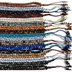 LOT 10 Big Tasbih, Prayer 99 Worry Wooden Beads Misbaha Islamic Allah and Mohammed Rosary
