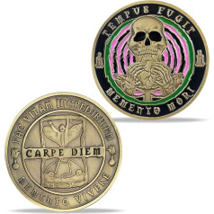 AtSKnSK Memento Mori Coin Memento Vivere Coin Skull Tree of Life Medallion Hiking Coin DEC Cool Recovery Medal Gifts Stoic Memory Coin (Antique Bronze)