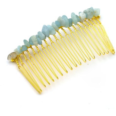Miracles Minéraux Hair Jewellery Natural Stone Various Models to Choose From (02 Gold | Aquamarine), Natural Stone, Natural stone