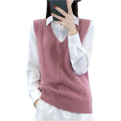 Women's Sleeveless Wool Vest Casual V-Neck Vest Printed Knitted Vest