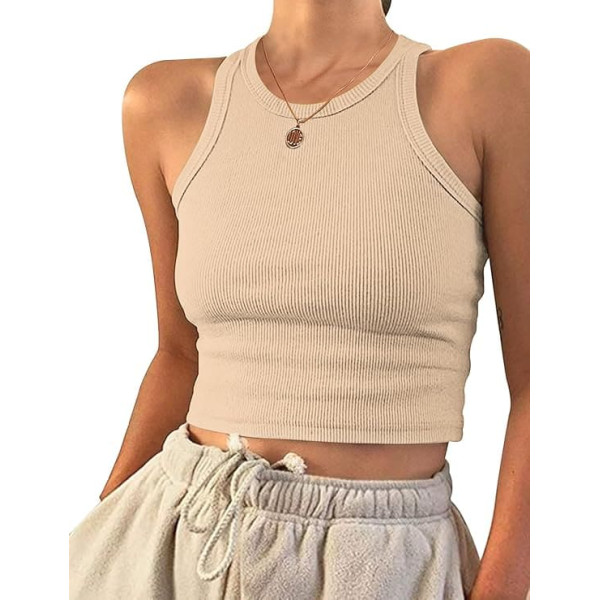 PLOKNRD Crop Tops Women's Sleeveless Racerback Crew Neck Tank Top