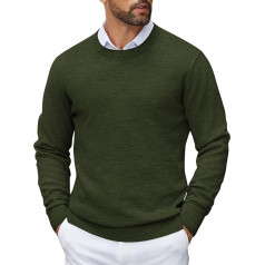 COOFANDY Herren Rundhalsausschnitt Strickpullover Langarm Crimpen Gerippter Kragen Pullover Einfarbig Sweater