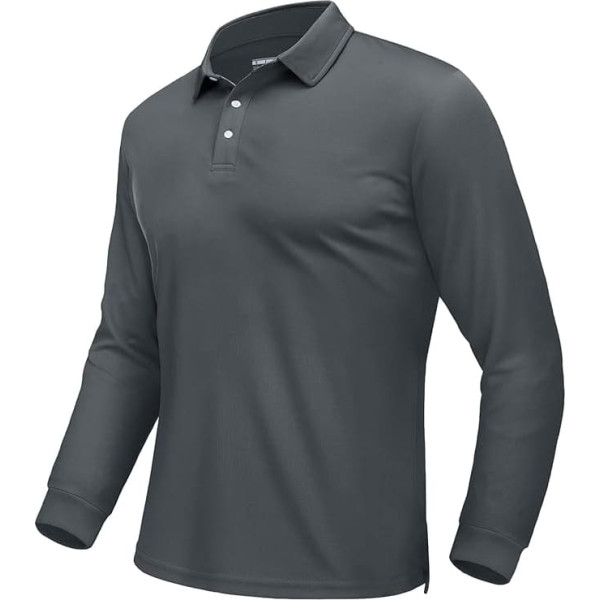 EKLENTSON Men's Polo Shirt Long Sleeve Golf Shirt Quick-Drying Breathable T-Shirt Outdoor Polo Shirts with Button Placket
