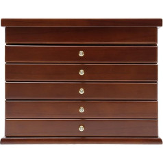 TFIANYNI 6 Layers Wooden Jewellery Box, Rectangular, Vintage Jewellery Box, Large Standing Jewellery Box, for Various Jewellery, Gift (Walnut Wood)