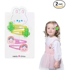 Pack of 4 Girls Hair Clips, Girls Glitter Cacti and Rainbows Hair Clips Gift, Hair Accessories Girls Suitable for All Thick and Thin Hair Styles, Christmas Stockings, Birthday Gifts