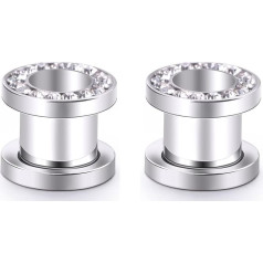 Decentraland Silver Gold Rose Gold 3 Pair 316L Stainless Steel O Ear Gauges Cubic Zirconia Tunnel Ears Screw Back Body Piercing Jewellery