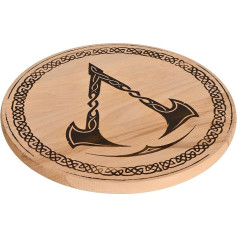 Elbenwald Assassins Creed Chopping Board with Valhalla Logo Motif Diameter 31 cm x 1.8 cm Round Beech