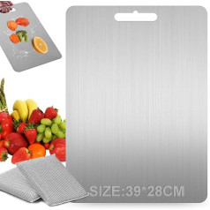 304 Stainless Steel Titanium Chopping Board, 2024 Titanium Cutting Board, Multifunctional with 2 Cleaning Cloths, Baking Board, Dough Board, Chopping Board, Kitchen Chopping Boards Kitchen Accessories