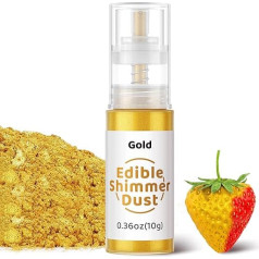 Edible Glitter Spray Gold 10 g, Wwtop Food Colour Glitter Edible Glitter Powder for Drinks, Edible Gold Powder Spray for Baking, Easter Cakes, Cocktails, Chocolate, Cakes, Fondant