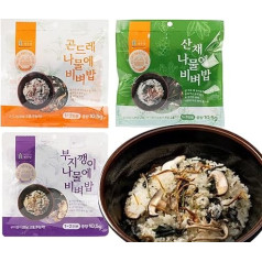 Korean Bibimbap Namul Mix Set of 3 - Organic, Pesticide-free Vegetable Mix for Bibimbap and Salad | Instant Use & Variety of Flavours | Three Types of Dried Korean Vegetable Mix