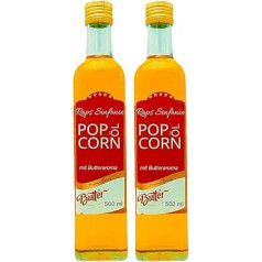 Hopser Food Fun 1 Litre Popcorn Oil with Fine Natural Butter Aroma and Practical Pouring Spout Highly Heatable Popcorn Butter Aroma Fat Rapeseed Symphony with Grape Seed Oil and Butter Flavour