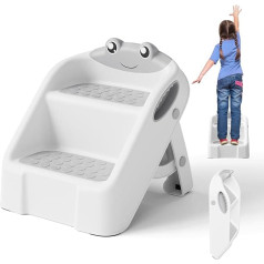 iBabyMax Toddler Step Stool Easy Fold with Non-Slip Surface and Alphabet Pattern, Lightweight and Cute Kids Step Stool for Potty Training, Sink and Bedroom