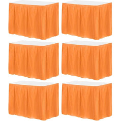 Pack of 6 Orange Plastic Table Skirts, 29 Inches x 14 Feet Table Skirts for Rectangular Tables, Disposable Tablecloths for Birthday and Wedding Parties