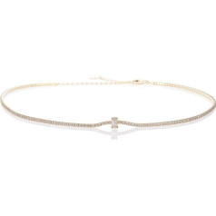 namana Sparkling Choker Necklaces for Women and Girls, Delicate 925 Sterling Silver Necklace for Women with Marquise and Round Cubic Zirconia Stones, Silver Jewellery Gifts