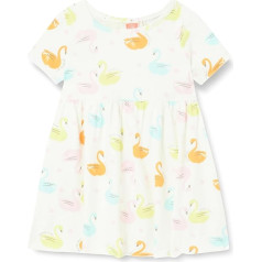 Koton Girls's Short Sleeve Crew Neck Cotton Swan Printed Dress