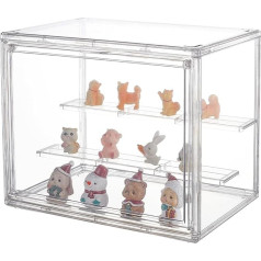 NBEADS 2-Tier Transparent Acrylic Display Case, Whole Scene Riser Display Stands with Door Plastic Worktop Figure Stand Shelves for Collectible Figures Models Cupcake, 27 x 18 x 22 cm