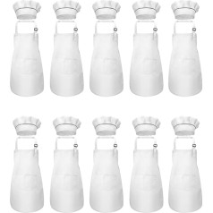 20-Piece Children's Aprons and Hats Set, Adjustable Children's Kitchen Apron for Cooking and Painting