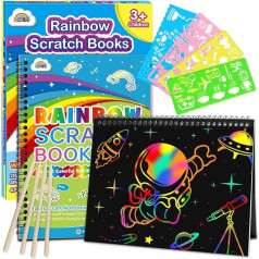 ZMLM 2 Books Scratch Pictures for Children, Magic Scratch Book for Adults, Rainbow Scratch Paper Set for Drawing and Crafts for Boys Girls Party Bags Children's Birthday Parties