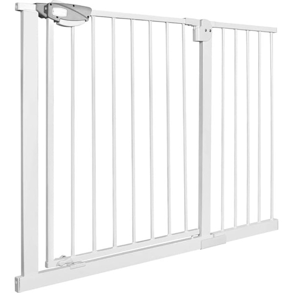 TANYEAR Door Safety Gate Stair Safety Gate No Drilling Barrier Children's Gate Door Gate Stair Gate with Self-Closing for Children and Pets, 105-115 cm Wide, White