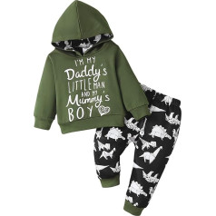 Ella Lust Newborn Suit Boys Clothing - Fashionable Clothing Sets for Baby Boys Long Sleeve Top with Letter Print and Dinosaur Trousers Soft Set for 9-24 Months