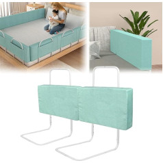 2 x Bed Rails, Baby Bed Guard, Fall Protection, Bed Rail, Adjustable Height Adjustable, Children's Bed Rail for Family Bed and Cot (50 cm, Green Lake)