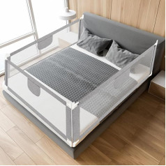 Ikodm Bed Rail, 200 cm Bed Safety Gate for Children, Baby Bed Rail, Safety Gate for Babies, Toddlers, Grey
