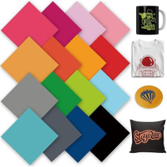 WOWOCUT Infusionble Transfer Ink Sheets 16 Pack 12 x 12 Inch Solid Heat Press Transfer Paper Sublimation Ink for Cricu Machine DIY T-Shirt Personalized Coffee Cups Baby Seats