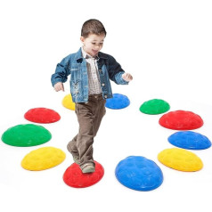 11 Pieces Stepping Stones for Kids Indoor Outdoor Montessori Toy Balance Blocks Build Coordination, Agility and Strength. Obstacle Course for Toddlers, Best Gift for Kids