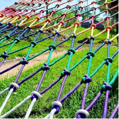 LoiYtrd Kletternde Gurtbänder Kletternetz, buntes dekoratives Netz for Fotowand, Spielplatzdekoration, Bindfaden, dekoratives Netz Gewebtes Trenngitter Sisalseil Zaungeflecht(3 * 4m(9.9 * 12.12ft))