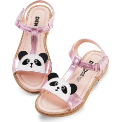 Girls Sandals, Panda Baby Sandals, Girls Shoes with 100% PU Upper, Textile Lining, Thermal PVC Sole, Wipe Clean, Pink Stripe