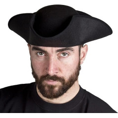 Black Tri Grain Adult Pirate Highwayman City Ciffer Dick Turpin Hat Costume Perfect for Any Party - 24 x Tricorn Hat