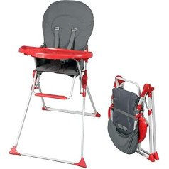 Bambisol Baby High Chair Foldable Firm Ultra Compact Lightweight Removable Tray Adjustable Red