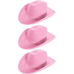 Pink Star Cowboy Hat 3 Pack Felt Star Studs Cowgirl Hat Adult Wild West Concert Accessories