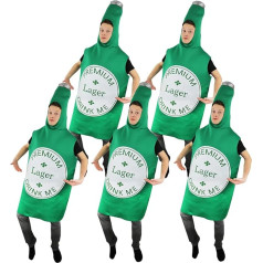 Beer Bottle Costume for Adults - Large Green Camp Bottle with Drink Me Label - Funny Novelty Fancy Dress Outfit Oktoberfest, Bavaria, Beer Festival, Stag Night