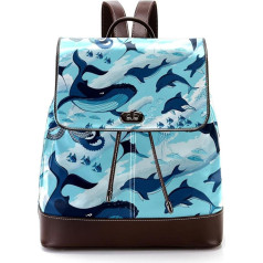 Personalisierte Schultaschen Büchertaschen für Teenager Ozean Hai Blau Octopus, Mehrfarbig, 27x12.3x32cm, Rucksack Rucksäcke