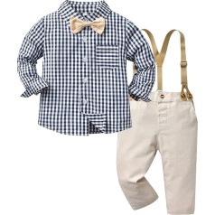 Formal Baby Clothing for Toddler Boys Long Sleeve Plaid Prints T Shirt Tops Pants Child Kids Gentleman Outfits