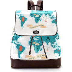 Personalisierte Schultaschen Büchertaschen für Teenager Welttourismus Day Hintergrund, Mehrfarbig, 27x12.3x32cm, Rucksack Rucksäcke