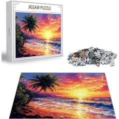 Puzzle 300 Teile Sonnenuntergang Puzzle Erwachsene, DIY Groß Puzzelmatten, Holzpuzzle für Erwachsene und Kinder ab 12 Jahren Wooden Jigsaw Strand Geschicklichkeitsspiel für Die Ganze Familie, D-338