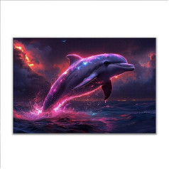 Puzzle 1000 Teile Delphin Tier Puzzle Erwachsene Anspruchsvoll, Klassische Holzpuzzle Erwachsene, Puzzlespiele für Die Ganze Familie, Wooden Jigsaw Puzzel ab 14 Jahre für Junge Mädchen Geschenke E-2