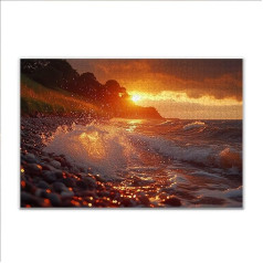 Puzzle 300 Teile Strand Sonnenuntergang Puzzle Erwachsene Anspruchsvoll, Klassische Holzpuzzle Erwachsene, Puzzlespiele für Die Ganze Familie, Wooden Jigsaw Puzzel ab 14 Jahre für Junge Mädchen M-1
