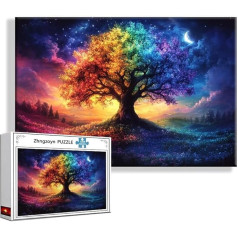 Puzzle Baum Mond 1500 Teile Groß XXL 87 x 57 cm, Jigsaw Art Impossible Erwachsene Anspruchsvoll, DIY Klassische Jigsaw Erwachsene, Junge, Mädchen, Geschicklichkeitsspiel für Die Ganze Familie N-6