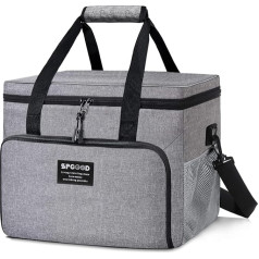 20L/30L/40L Large Thermal Picnic Bag 2/4/6 Person Lunch Insulated Cooler Cool Box for Food Transport Adults Children Work., grey, 40l